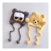 小熊デザイン 子供用ふわふわ保暖ニット耳当て帽 冬用 防寒 あったか 可愛い 保暖