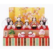 【ご紹介します！やきものの街、瀬戸市発祥！薬師窯のお雛様！】錦彩花かざり雛(二段飾り)