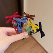 韓国レトロ ベルベットBBクリップ サイド用シュシュ  5色