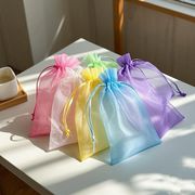 新入荷 30*40CM 透け感オーガンジー巾着袋  ギフト用包装袋