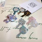 アセテート手鏡 コンパクト 持ち手付き 携帯化粧鏡  9色