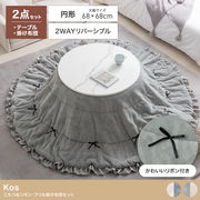 【円形:天板 68cm】こたつ&リボン・フリル付き掛け布団2点セット
