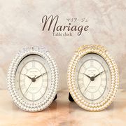 Mariage　マリアージュ テーブルクロック（パールリボンオーバル）♪