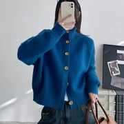 オシャレゆったりハイネックニットカーディガントップスレディース　4色