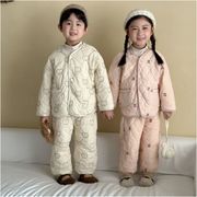 2025冬新作 韓国風子供服 キッズ トップス + ロングパンツ パジャマ 2点セット