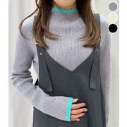 【2025新作】配色ラインリブニット★衣料30622