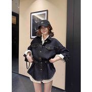 2025年INS 秋冬新作   気質   おしゃれ  ルーズ   ポロカラー  デニム  デザイン  ジャケット