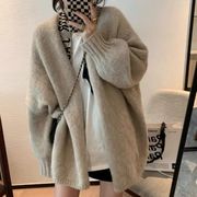 秋冬新作 韓国風 だらり柔らか風 擬似モヘア加厚 ゆったり 外穿ニットカーディガン レディース