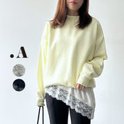 【2026新作予約】スムース天竺レース付きアシメプルオーバー