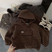 2025秋冬※裏起毛 セットアップ ボーダー 大ポケット フード付きスウェット 2点セット