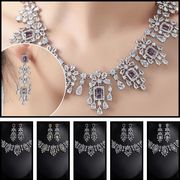 【キュービックジルコン】ゴージャスデザインネックレス＆ピアスセットE190004