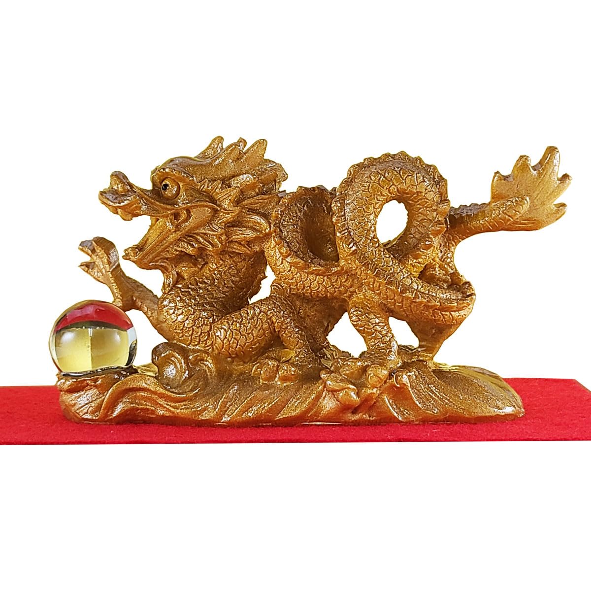 龍の置物 風水 金運 龍 置物 風水龍 龍神 開運 辰 (開運祈願干支の置物 金運祈願の辰●赤色フェルト付)