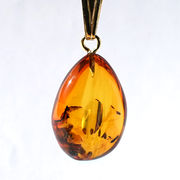 アンバー ペンダントトップ SV925 リトアニア産 【一点もの】 天然アンバー 琥珀 内包物 パワーストーン