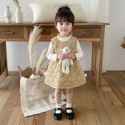 2026春秋子供服 シンプル ワンピース セットアップ 韓国風 防寒 温かい ベビー服 キッズ服 [73~100cm]