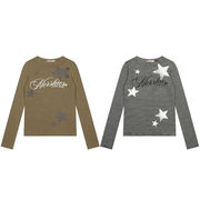 Tシャツ 長袖 ボーダー 星柄 スリム アメカジ ギャル 秋 トップス レディース