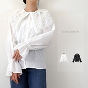 【2026新作】T/Cブロード　レース衿　キャンディスリーブ　ブラウス(33179)