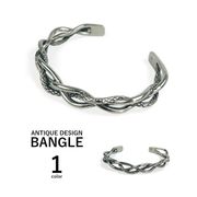 アンティーク蛇柄ツイストデザイン バングル ステンレス シルバーカラー アクセサリー ブレスレット