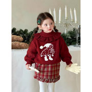 子供服　90~140cm　キッズニットセーター　かわいい　フリル襟　韓国キッズ服