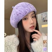 【日本倉庫即納】 リブ編み ニットベレー帽 レディース小顔
