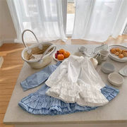 2026 春夏新作  シャツ 韓国子供服 無地 ワンピース ケーキスカート