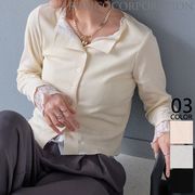 【2026新作商品♪】リブ×レース異素材レイヤードトップス