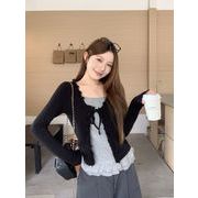 2026年INS 春新作   気質   おしゃれ  フリル　切り替え　カーディガン 　トップス