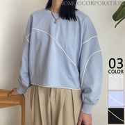 【2026新作商品♪】ロングカフス配色パイピングトップス