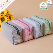 ストライプ柄 メイクポーチ 化粧バッグ ミニバッグ 化粧ポーチ 旅行ポーチ 収納ケース ジッパー付き