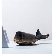 INSおすすめのホットスタイル 北欧クリエイティブなクジラ青花磁器置物 レトロ陶磁器アート装飾品