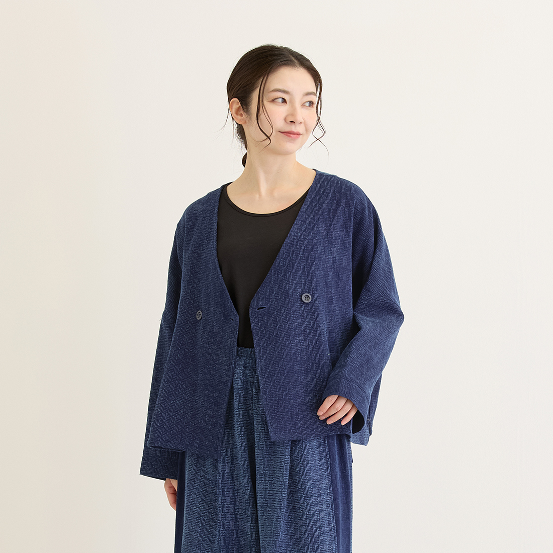 【Shanti Shanti】ジャケット バスケット インディゴ[ユニセックスクレドタオアジアン和春夏26SS]