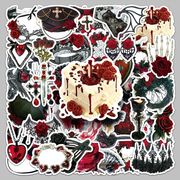 50枚入り 赤と黒 ゴシック様式 ステッカーパック 黒レース 赤いバラ ステッカー  ゴシック 手帳素材