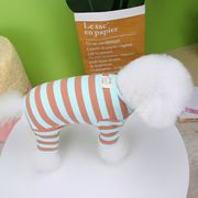 小型犬・猫用 春夏薄手ルームウェア 四つ足ストライプ柄ペット服　直送