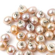 【天然 淡水パール】 ラベンター 7×9mm ステンレス製チャーム 1個売り 真珠 天然素材 ハンドメイド