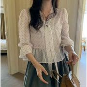 リボンブラウス　レディース　デザイン　韓国ファッション　INS