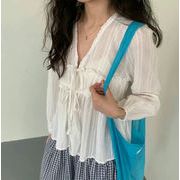 リボンブラウス　レディース　デザイン　韓国ファッション　INS