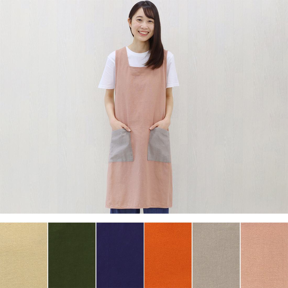 ムアンエンボス バッククロスエプロン[キッチンガーデニングアウトドア無地タイアジアンナチュラル26SS]
