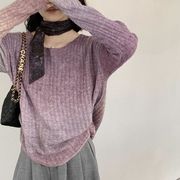 UC1042トップス レディース カットソー ニット セーター 長袖 4色 韓国風 2026春夏新作