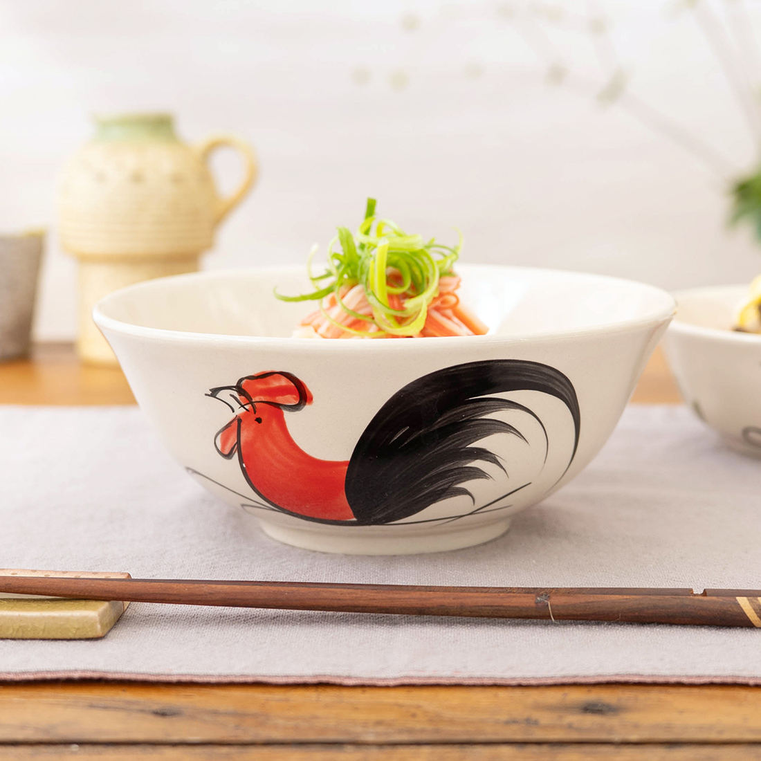 セラミックボウル タイ伝統鶏柄[陶器食器皿トレートレイニワトリにわとり手描きタイアジア26SS]