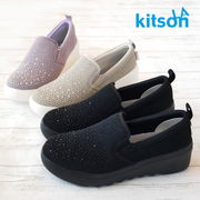 【2026年春夏新作】kitson スリッポン ラメ ニット ビジュー サイドゴム 厚底 脚長効果 軽量 3e