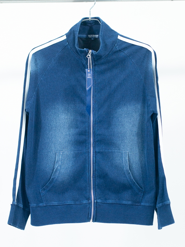 即納/特価 カットデニム サイドライン トラッカー ジャケット セットアップ可能 ブラスト加工 ストレッチ
