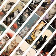 30枚 vintage 花 猫柄 ブックマーク 紙の読書マークカード  ページマーカー 読書用 文具 ねこ ネコ 猫雑貨