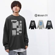 【春の新作】ストラクチャードアートビッグトレーナー長袖Tシャツ/MinoriTY