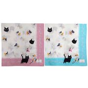 大判プリントハンカチ【黒猫三毛猫】