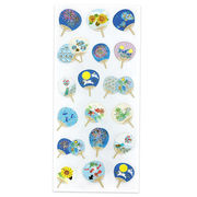 夏・夏いろ和風シール　団扇　ST-642s