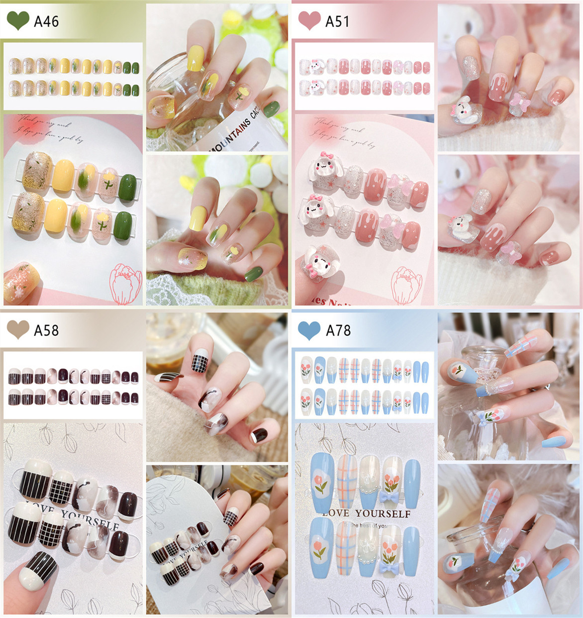 つけ爪 ネイルチップ 24ネイル枚SETチップ ネイルシール フラワー