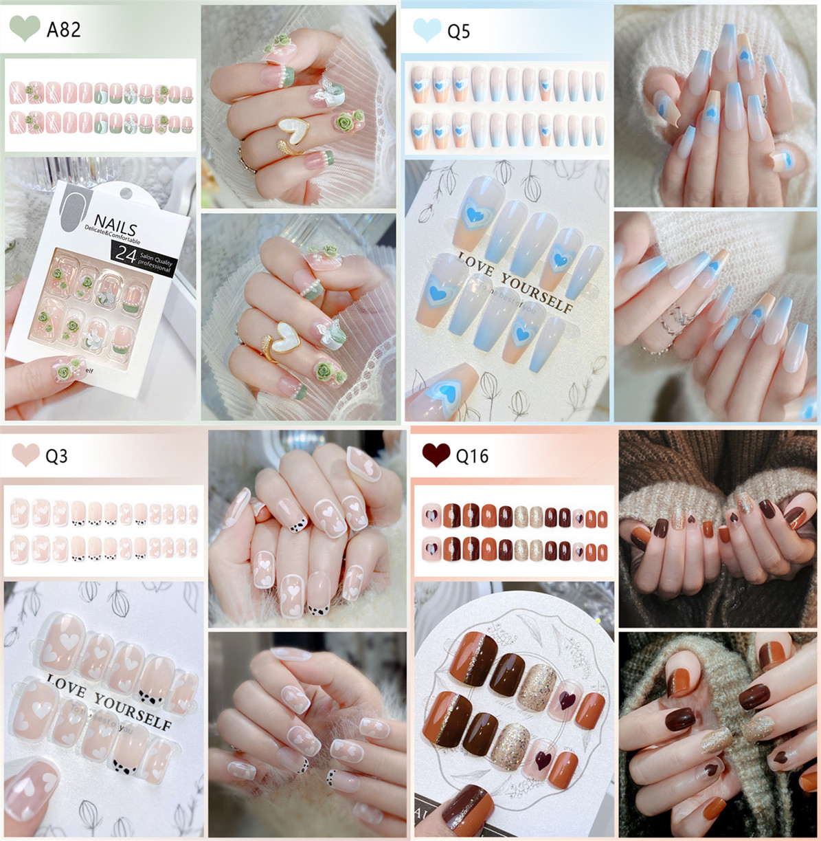 つけ爪 ネイルチップ 24ネイル枚SETチップ ネイルシール フラワー