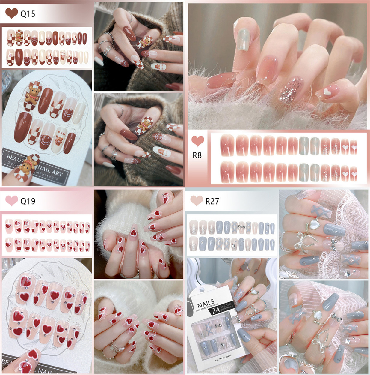 つけ爪 ネイルチップ 24ネイル枚SETチップ ネイルシール フラワー