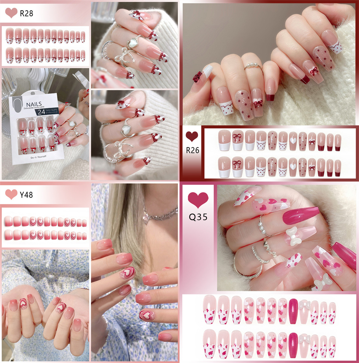 つけ爪 ネイルチップ 24ネイル枚SETチップ ネイルシール フラワー