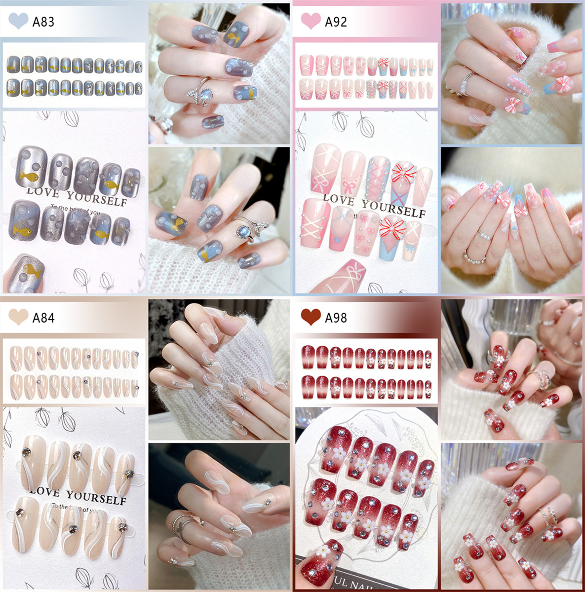 つけ爪 ネイルチップ 24ネイル枚SETチップ ネイルシール フラワー