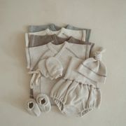 夏用ベビー服 ワッフル蝶羽肌着 上着 + ハイウエストおなかガードパンツ セット